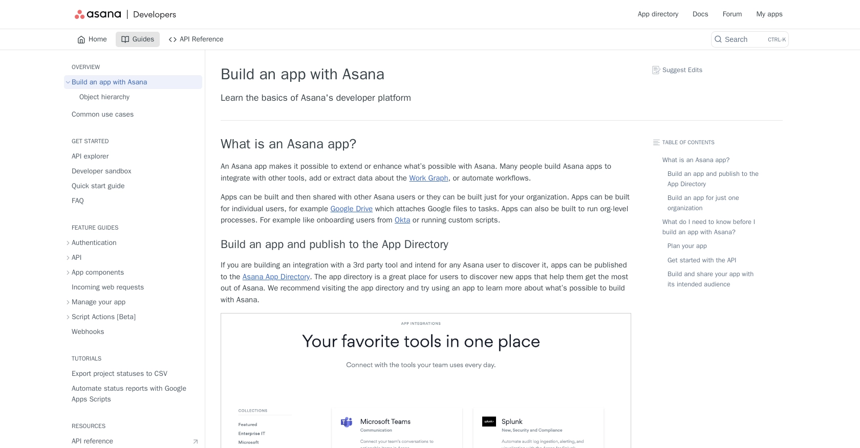 Asana authentication documentation page.