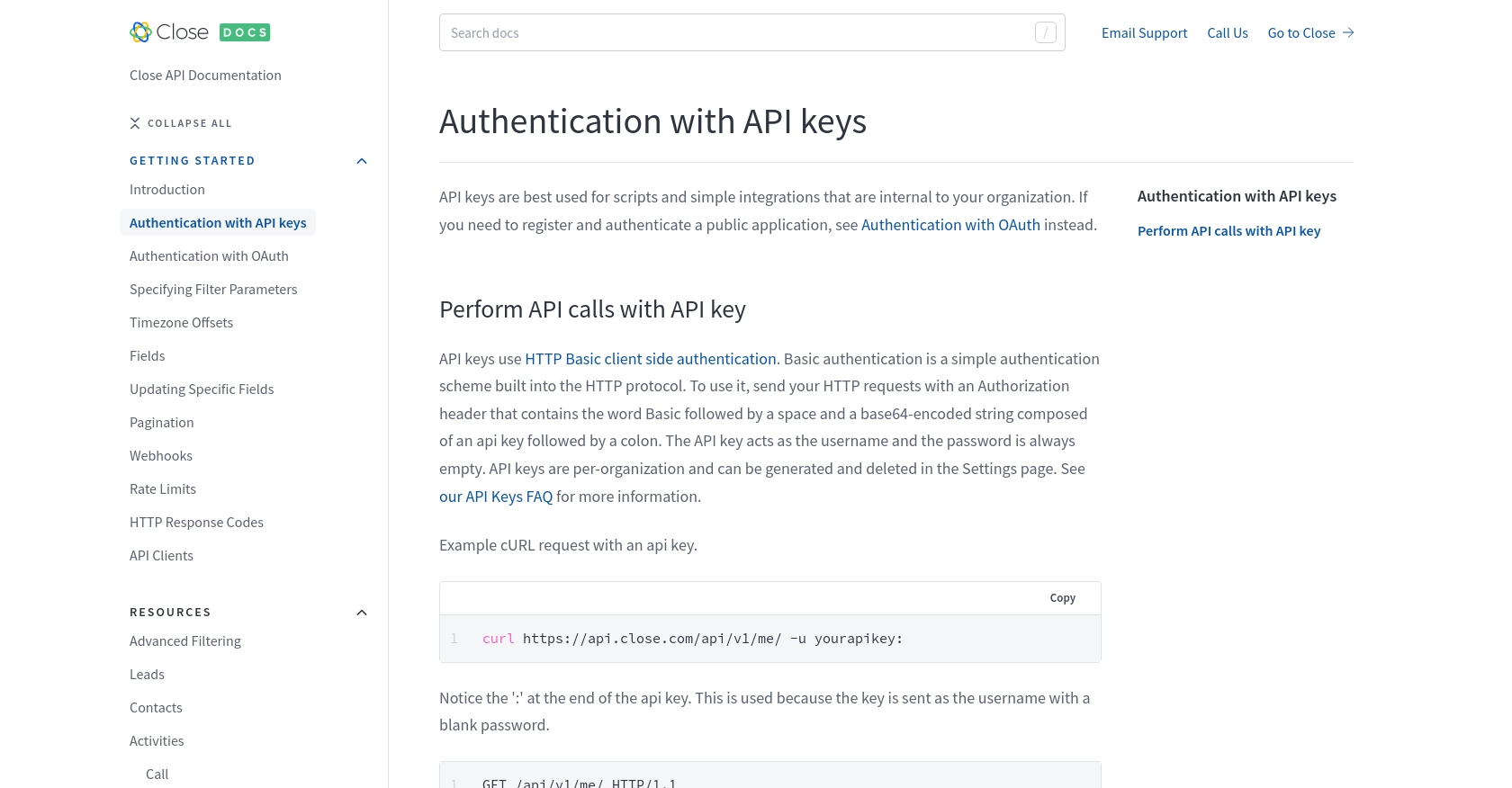 Close authentication documentation page.