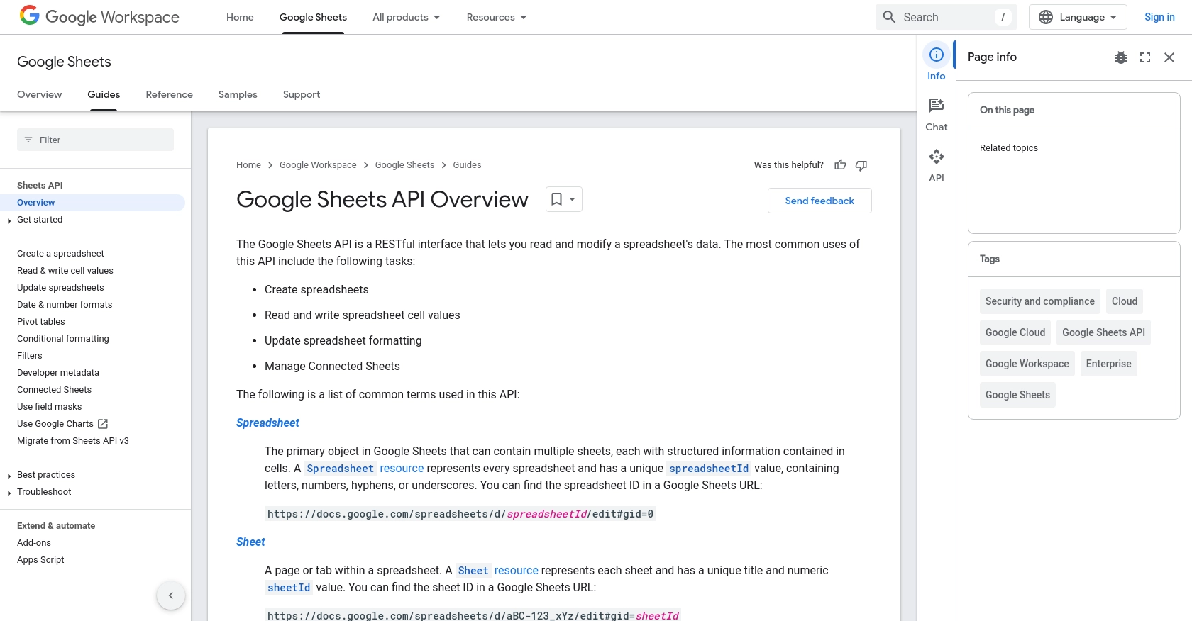 Google Sheets authentication documentation page.