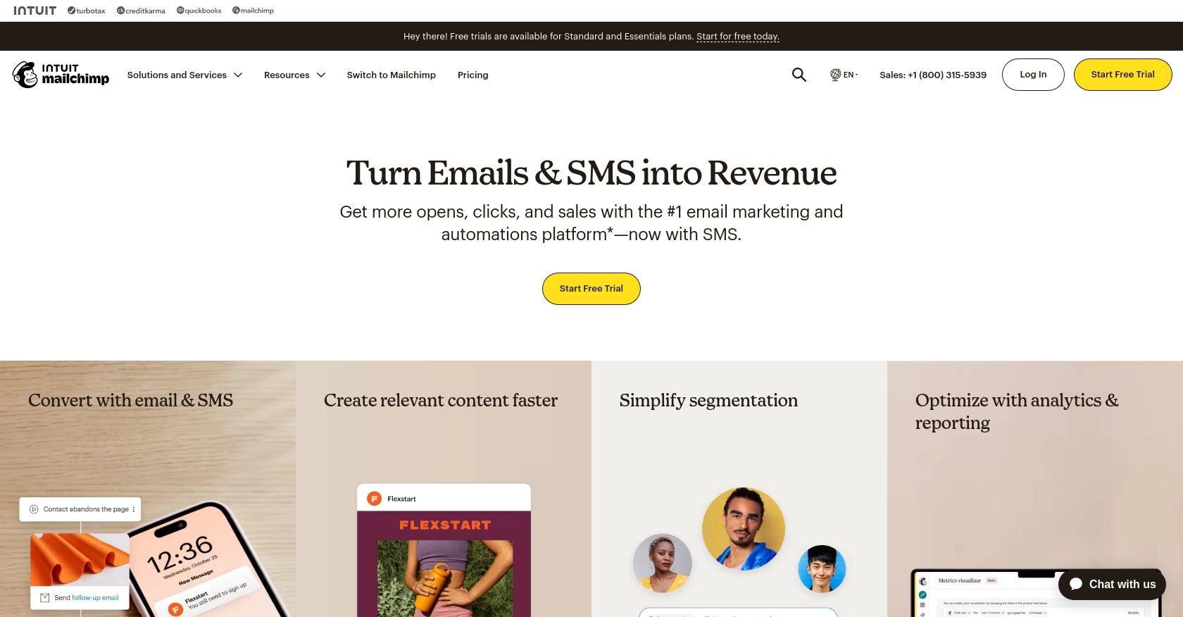 Mailchimp homepage