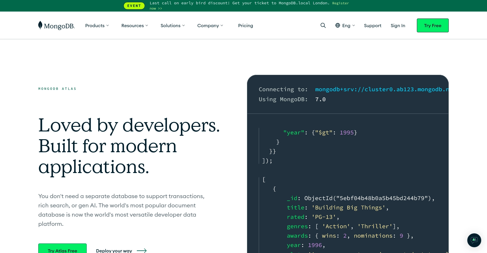 MongoDB homepage