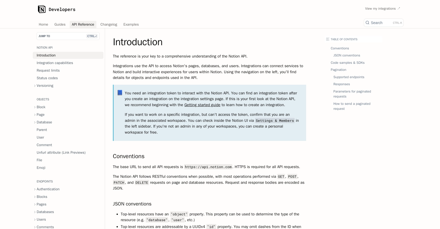 Notion authentication documentation page.