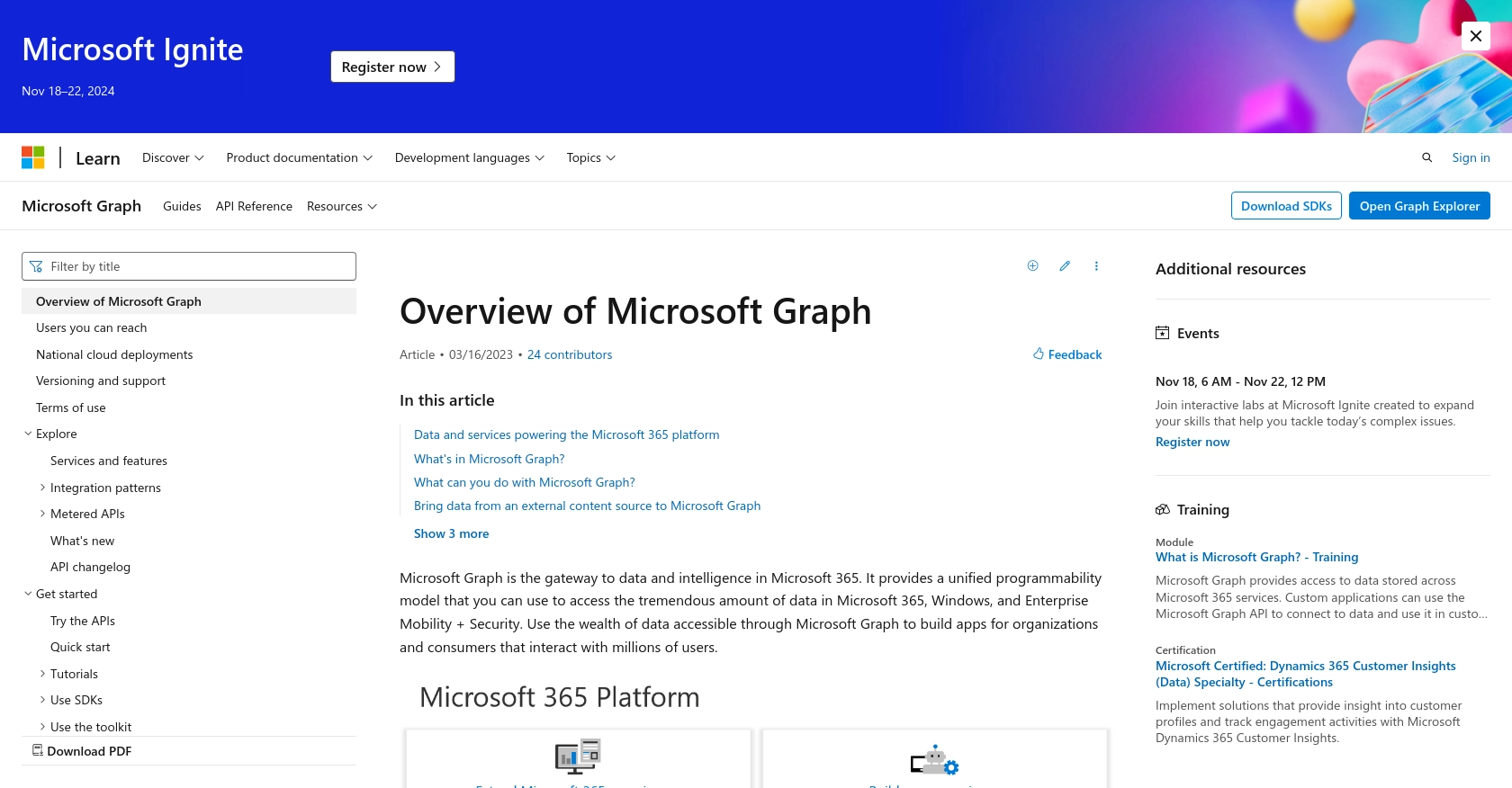 Outlook authentication documentation page.