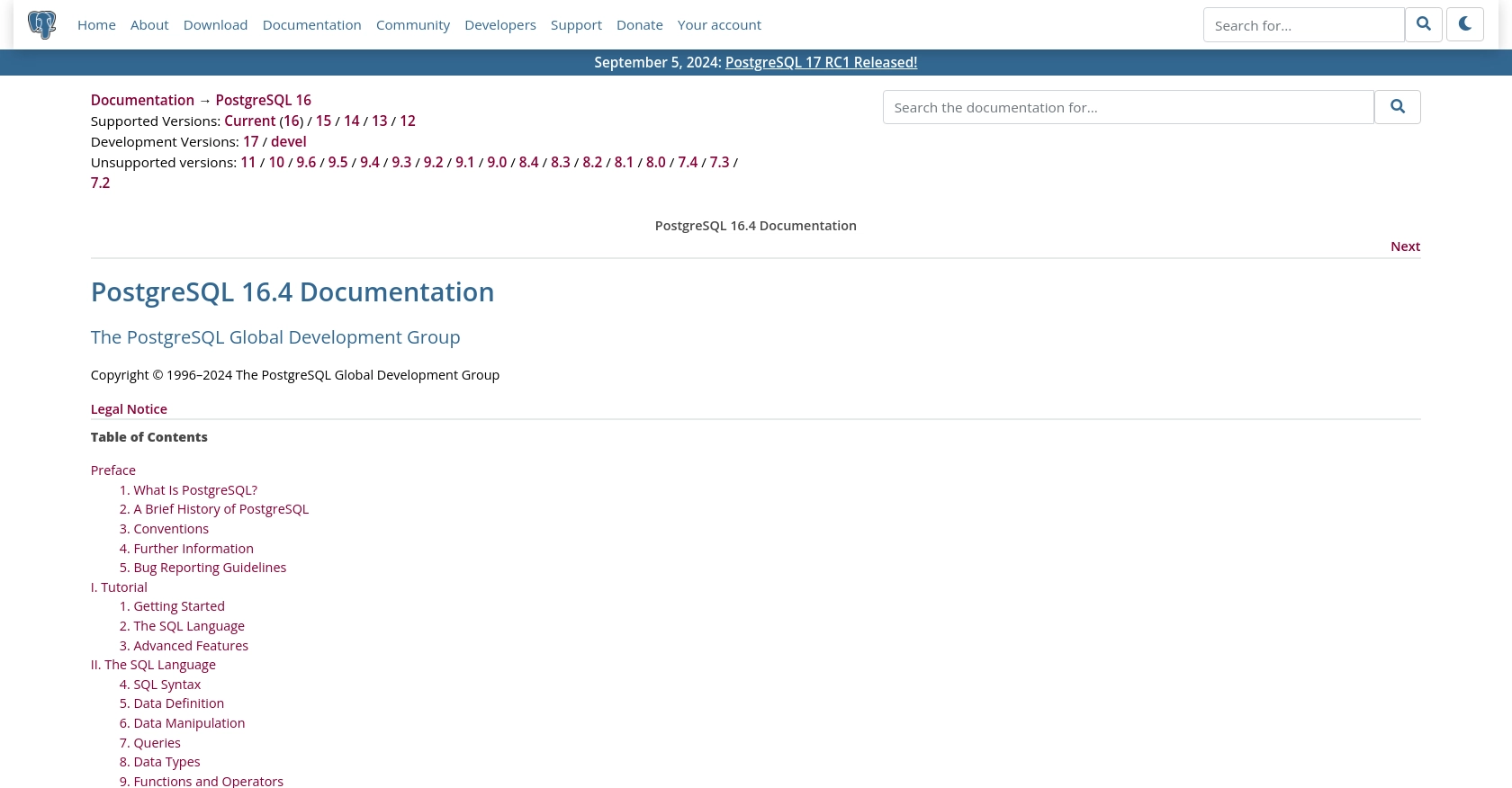 Postgres authentication documentation page.