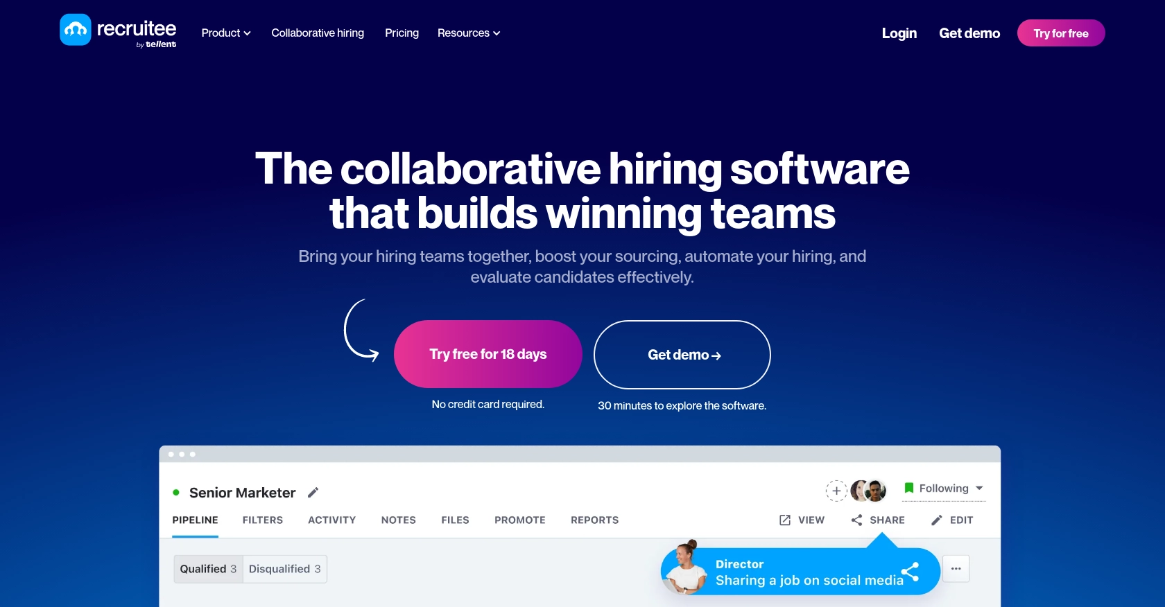 Recruitee homepage