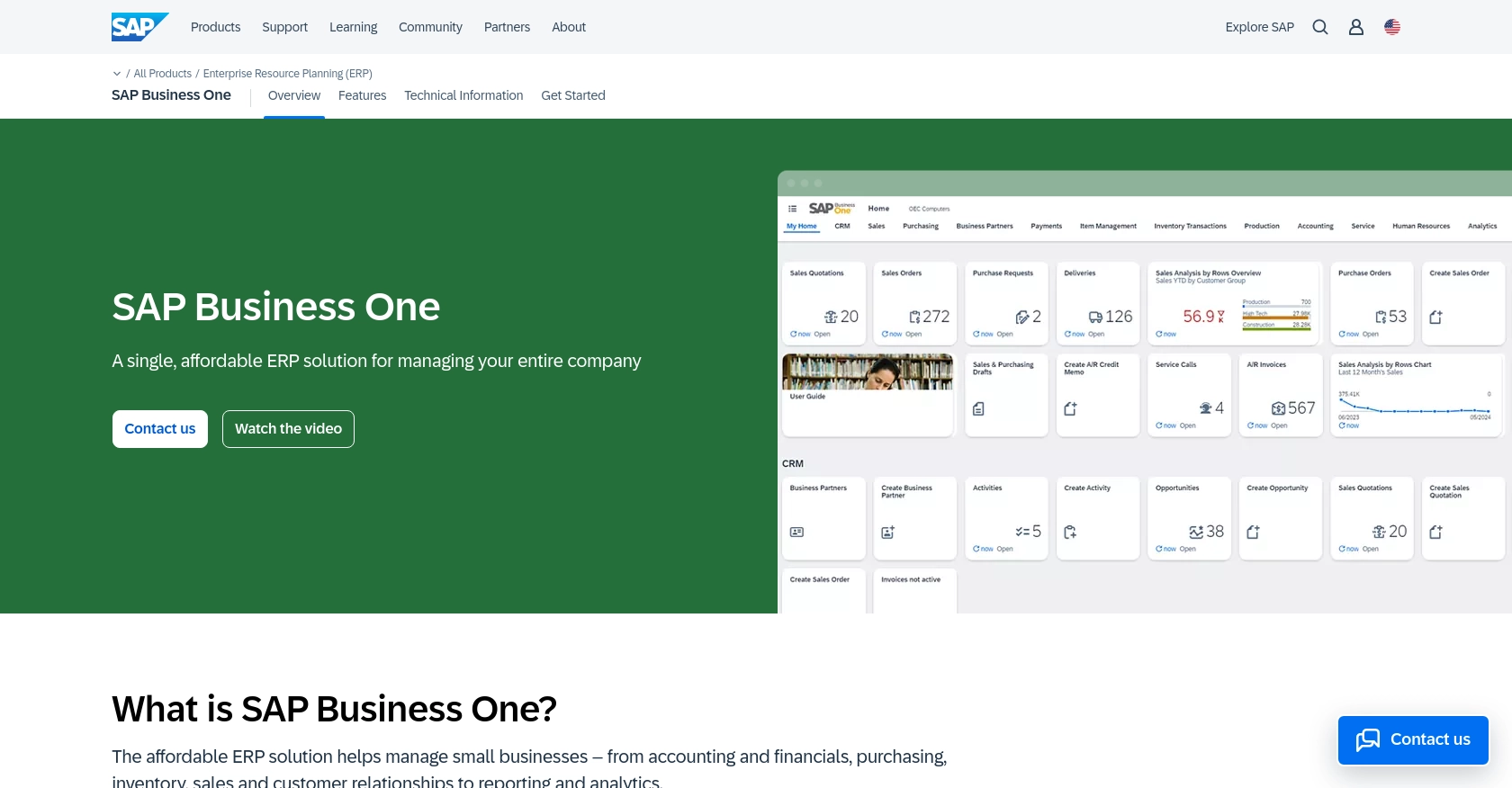 Sap Business One homepage