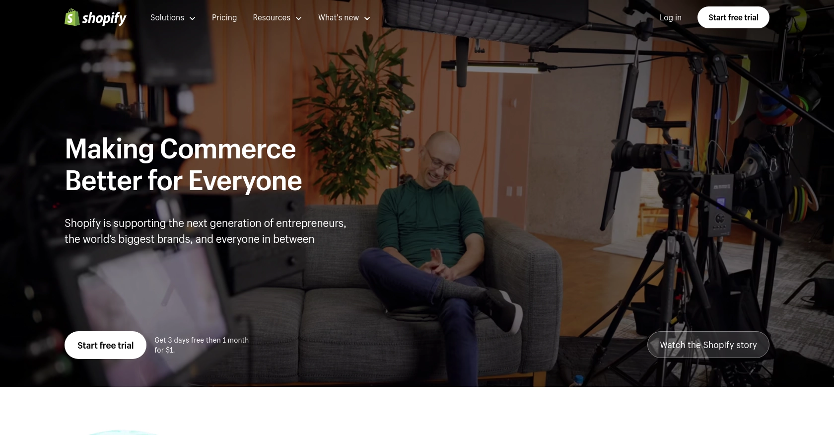 Shopify homepage