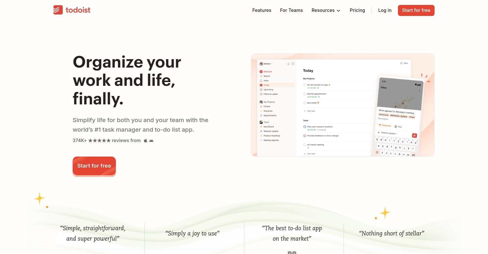 Todoist homepage