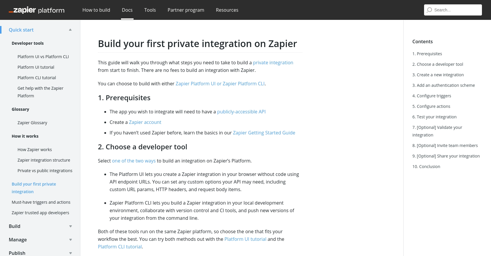 Zapier authentication documentation page.