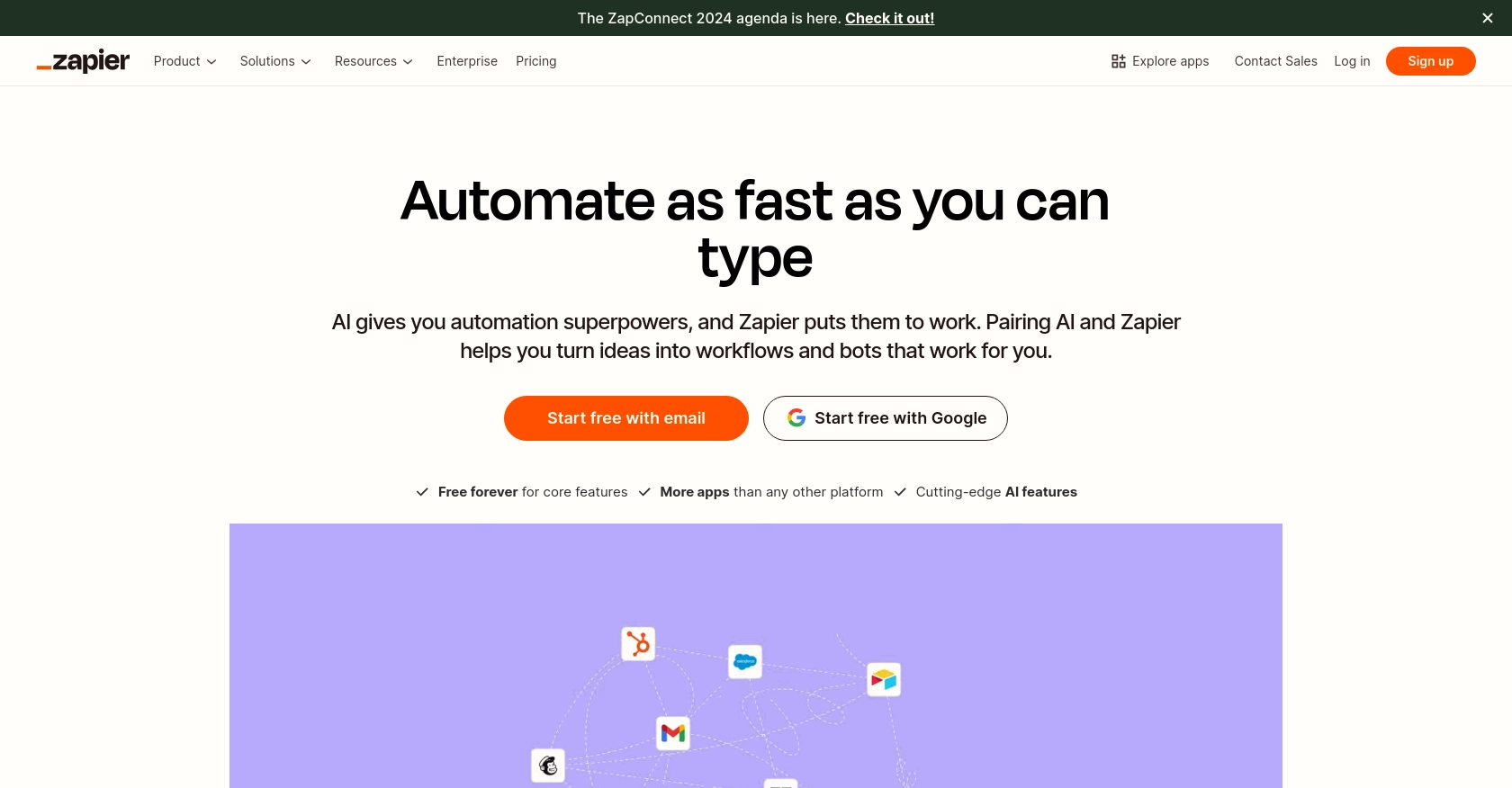 Zapier homepage