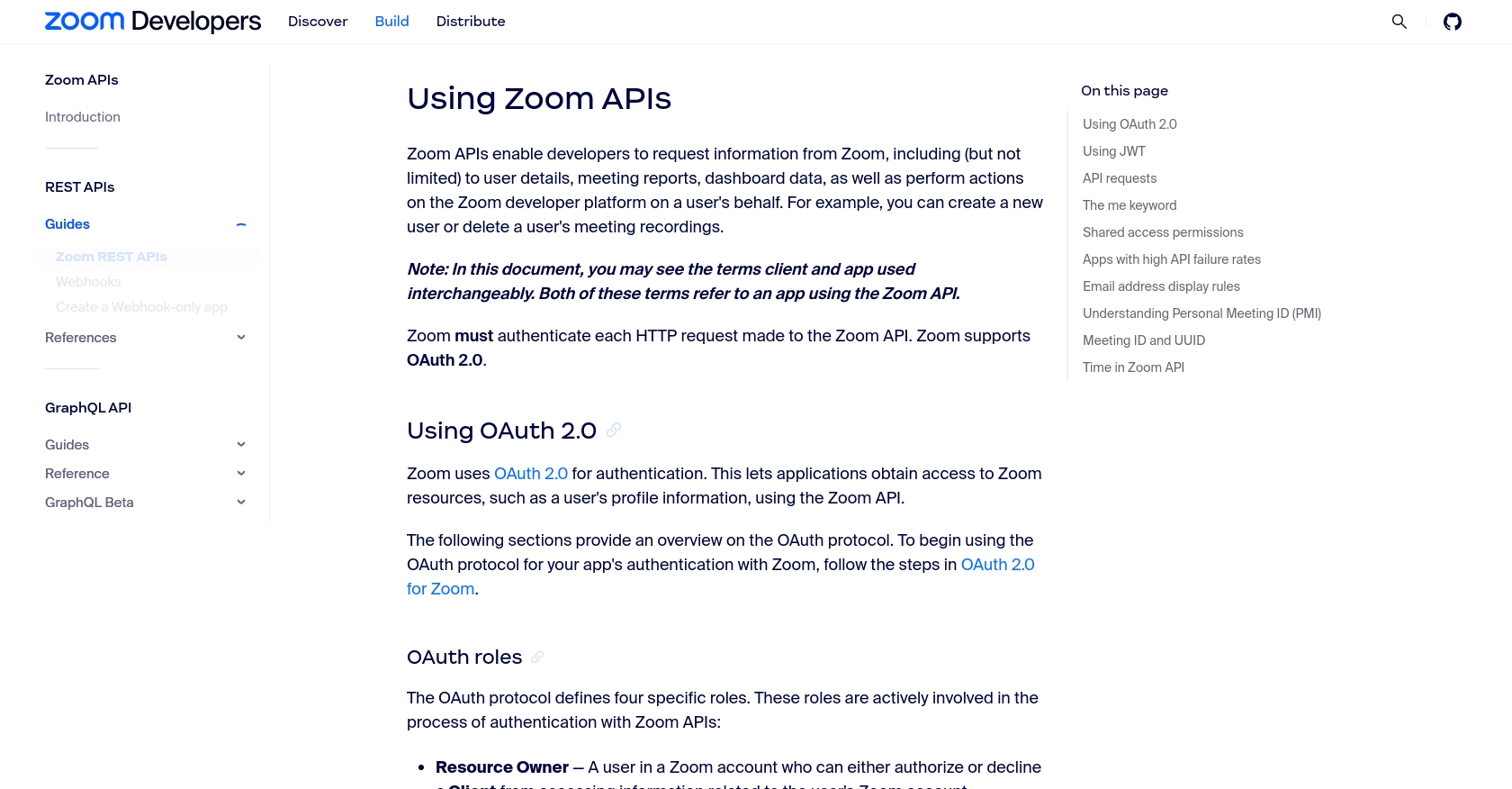 Zoom authentication documentation page.